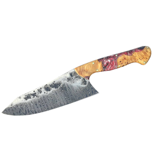 Cuchillo de Chef de acero de Damasco hecho a mano OEM de alta calidad personalizado al por mayor con la mejor Funda de cuero cocina de diseño único - Product Image 1
