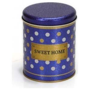0.6L Tapa de deslizamiento Punto Azul Ø 90x110mm Caja de lata redonda para accesorios de café y té - Product Image 2