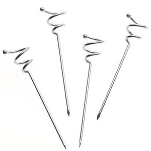 Selecciones de cóctel de metal de acero inoxidable pinchos de bebida de palo de fruta reutilizables para accesorios de Bar - Product Image 6