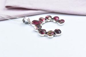 ทำด้วยมือ16นิ้วทองโรเดียมชุบสร้อยคอปรับได้จี้ที่ไม่ซ้ำกันกุหลาบดอกรักเทอร์ควอยซ์นาจาสเตอร์ลิงของขวัญเงินสำหรับเธอ - Product Image 5