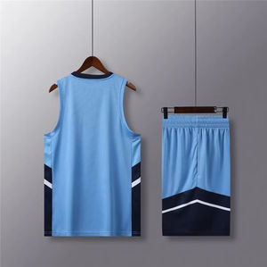 Maillots de basket-ball personnalisés pour équipe bleue pour adultes, taille plus, unisexe, respirant, 100% polyester, ensemble uniforme de basket-ball en gros - Product Image 2