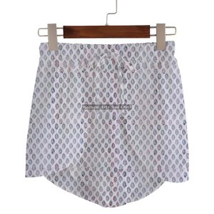 Custom Cotton Block Printing Fabric Wrap Shorts Drawstring Elastic Waist Comfy Sleepwear Beach Short Bottom Casual Women Cloth's - Product Image 6