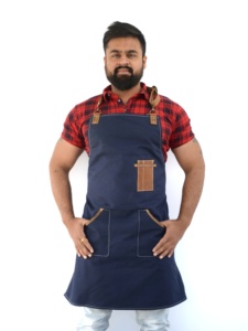 Venta al por mayor de logotipo personalizado Unisex de alta calidad Vintage Blue Jeans Restaurante Café Barista Bartender Babero Denim Delantal - Product Image 2