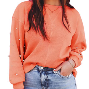 Sweat-shirt classique pour femme en coton 100% à manches chauve-souris, col rond, coupe-vent, écologique, avec logo sur le devant - Product Image 5