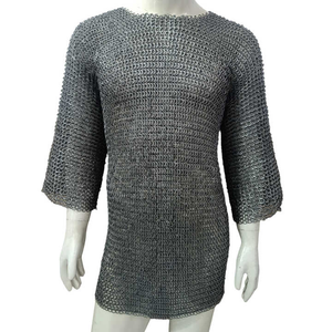 Camisa de malla de acero suave Medieval de alta calidad, armadura plana Hauberk de media manga para fiestas de Cosplay, ferias de recreación - Product Image 1