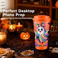Gobelets de fête d'Halloween 16oz en plastique avec couvercle, logo personnalisé, vente en gros, gobelet réutilisable mat, usine OEM