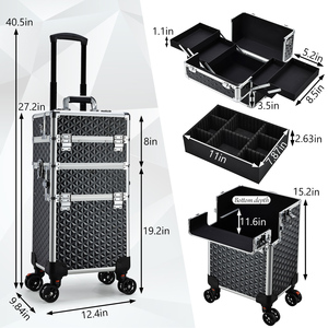3 in 1 Rolling <b>Makeup</b> Trolley with Detachable Compartments Lockable Cosmetic Storage <b>Case</b> <b>on</b> <b>Wheels</b> Portable Salon Organizer - Product Image 6