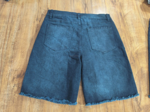 SENSEL SPORTS Short en jean pour homme, coupe droite, taille mi-haute, délavé foncé, décontracté, été, coton respirant, séchage rapide, ourlet retroussé, poches - Product Image 6