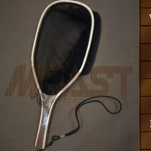 Filet d'atterrissage de pêche à la mouche en plein air Filet à truite Cadre en bois avec filet en caoutchouc Filet coulé à la main Thor Filet de pêche à la truite - Product Image 1