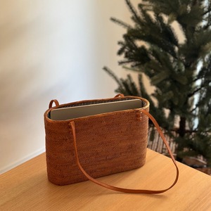 Natural Handwoven Rattan Vintage Lady Fashion Tote <b>Bag</b> with PU/Nylon Lining Button Closure <b>Summer</b> - Product Image 4