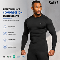 Chemise de compression pour homme, coupe musclée, pour la musculation, la course à pied, manches longues, thermique, extensible dans 4 directions, logo personnalisé, OEM, ODM, marque privée