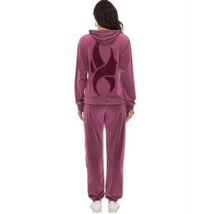 Wholesale Women's Black <b>Velour</b> <b>Tracksuit</b> Two-Piece Set Zip-Up Hoodie and Pants Comfortable Velvet <b>Tracksuit</b> - Product Image 2