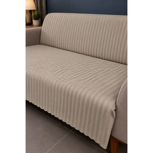Funda de Sofá Antideslizante a Rayas Beige, 100% Poliéster, Tela de Gamuza - Product Image 2