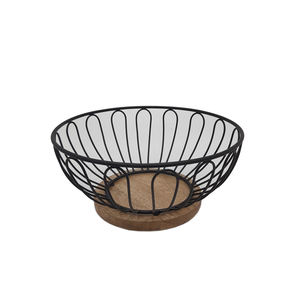 Panier haut en fil de fer métallique à vente chaude, de forme ronde, finition noire, pour table, cuisine, fruits, légumes, panier de rangement - Product Image 5