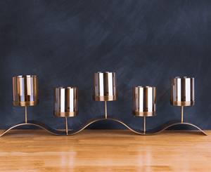 Soporte de vela de boda de latón de lujo, diseño moderno y elegante, logotipo de tamaño personalizable, soporte de Metal dorado hecho a mano para el hogar, Navidad - Product Image 5