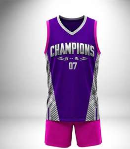 Vente directe d'usine, ensemble de maillots de basket-ball 100% polyester pour hommes, design personnalisé, séchage rapide, ensembles de vêtements de sport décontractés - Product Image 1