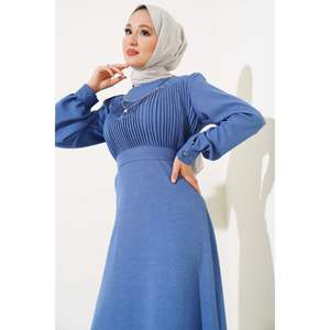 Robe en lin plissée bleu - Product Image 3