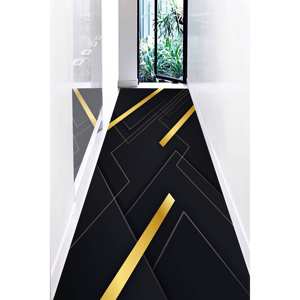 Gold Stripede <b>Rugs</b>, Geometric <b>Rug</b>, <b>Black</b> And Gold <b>Rug</b>, Modern <b>Rugs</b>, Printed <b>Rug</b>,Luxury Velvet <b>Rug</b> - Product Image 1