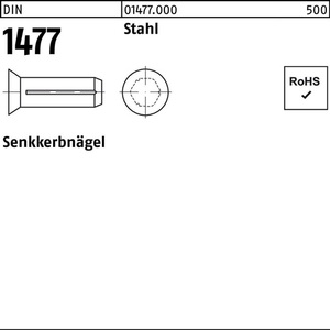Countersunk <b>Nails</b> DIN 1477 4 X 15 mm Steel 500 Pieces - Product Image 1