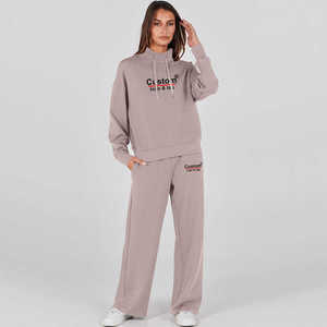Survêtement oversize et lourd en coton avec logo personnalisé pour femmes, survêtement 2 pièces, ensemble pantalon de survêtement et sweat à capuche - Product Image 4