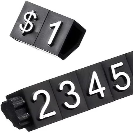Hookei Adjustable Dollar Number and Letter Stand Cube Price Tags Acrylic Pricing Display Frame ABS Plastic Jewelry Display