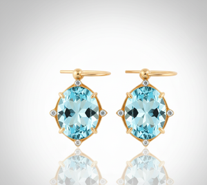 Pendientes de Topacio Azul de 10*14 mm con Circonita Cúbica para Mujer, Plata de Ley 925, Chapado en Oro de 18K, Joyería de Piedras Preciosas Colgantes, Regalo - Product Image 5