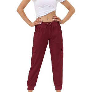 Pantalon cargo pour femme taille haute sur mesure pantalon multi-poches respirant grande taille pour la mode vêtements de travail en plein air devant plat - Product Image 2