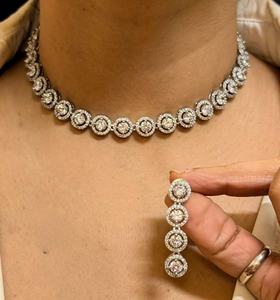 Collier ras du cou Moissanite de luxe de qualité supérieure boucles d'oreilles ensemble pour les fêtes mariages anniversaires fiançailles idée cadeau parfaite - Product Image 2