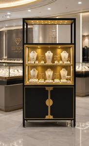 Vitrine de présentation de bijoux de luxe avec éclairage LED, vitrine en verre anti-poussière, base en marbre, fermeture magnétique |   Conception personnalisée directement de l'usine - Product Image 4