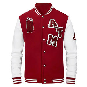 High Street Top Selling Formal Baseball Varsity Jacket para hombres Stand Custom Bordado Logo Mangas de cuero chaqueta de invierno - Product Image 1