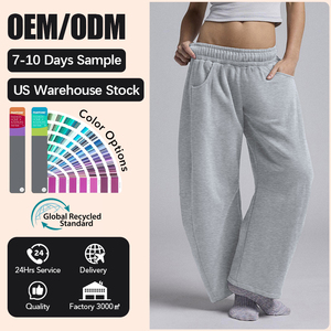 Pantalones Deportivos Personalizados para <span class=keywords><strong>Mujer</strong></span>, Forrados de Felpa, Pierna Ancha, Holgados, Térmicos para Invierno, con Bolsillos - Product Image 1