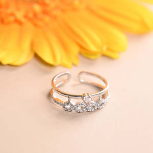Anillos de Plata de Ley 925 de Primera Calidad para Mujer, Diseño Geométrico con Diamantes, Chapado en Rodio, Tecnología de Incrustación - Product Image 2