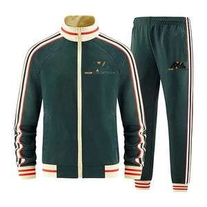 Ensemble de survêtement unisexe 100 % coton à fermeture éclair intégrale, vêtements de sport de haute qualité, respirant, écologique, confortable, pour la gym et le jogging - Product Image 1