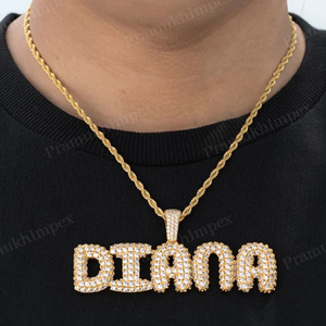 Nouvelle déclaration de luxe pendentif Hip Hop en argent clouté à la main Logo ETHAN nom pendentifs au prix de gros fabrication de l'Inde - Product Image 3