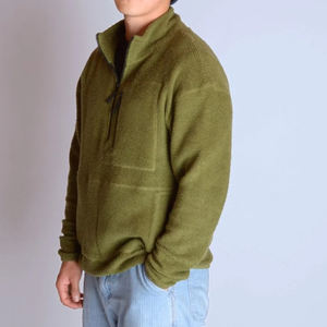 <span class=keywords><strong>Felpa</strong></span> in pile con Zip a quarti da uomo in cotone biologico Pullover da uomo con felpe Unisex felpe con cappuccio - Product Image 1