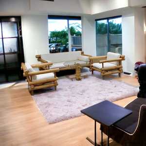 Juego de sofá de bambú modular de 3 plazas para interior/exterior de diseño único con 2 sillas y mesa central, muebles de exterior para sala de estar - Product Image 6