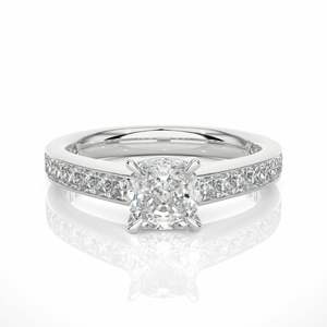 <b>Cushion</b> And Princess Cut Prong Setting Diamond Engagement <b>Ring</b> For Women - Product Image 5