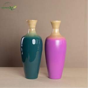 Jarrón de Bambú Enrollado Hecho a Mano con Acabado Degradado de Color Brillante, Ecológico y Duradero para Decoración de Interiores - Product Image 1