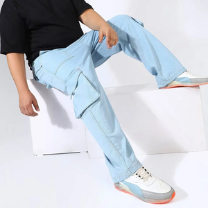 2025 venta al por mayor de alta calidad personalizado hombres Jean Pantalón recto media cintura 100% algodón secado rápido ligero ecológico Jeans - Product Image 4