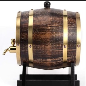 Distributeur de tonneau de whisky en bois de chêne 3L avec support, seau en bois de vin et de brandy avec robinet. - Product Image 2