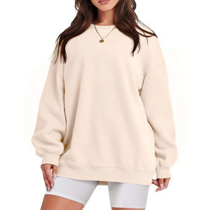 Sudaderas de Invierno para Mujer al por Mayor, con Logotipo Personalizado Bordado e Impreso, de Algodón Francés de Gran Tamaño, con Cuello Redondo y Rayas - Product Image 1