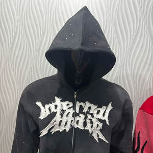 Sudadera con capucha con parche de angustia para hombre de último diseño/nuevo estilo de angustia - Product Image 2