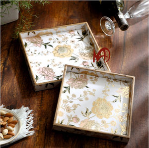 ถาดไม้ MDF เคลือบเงามันวาวทำด้วยมือถาดใส่ของตกแต่งทรงสี่เหลี่ยมพร้อมเทคโนโลยีการนับเคลือบพิมพ์ดิจิตอล - Product Image 2