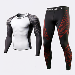 Ensemble de vêtements de compression personnalisés unisexes pour MMA, rashguard, pantalon long, rashguard de surf pour hommes et femmes - Vêtements d'arts martiaux - Product Image 3