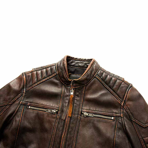Veste en cuir pour hommes de meilleure qualité avec col montant Slim Fit Options personnalisables Mode en gros - Product Image 5