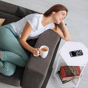 Hot Selling Modern <b>Rustic</b> Wood Marble Stone Top <b>Coffee</b> <b>Table</b> Sleek Metal Frame New Arrival Side <b>Table</b> Living Room Dining Use - Product Image 6