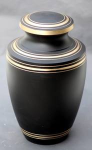 Urne funéraire classique en aluminium onyx pour cendres, adulte, commémoration funéraire, artisanale, aluminium noir or - Product Image 2