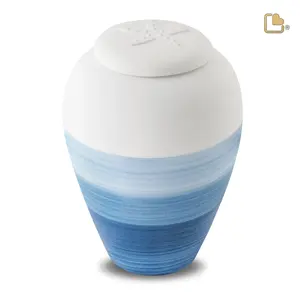Urne funéraire standard pour adulte, bleu océan, pigment écologique - Product Image 1