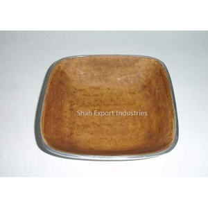 Bol de service en aluminium argenté de forme carrée de style vintage pour la maison, l'hôtel, les collations de table et le saladier, l'artisanat - Product Image 2