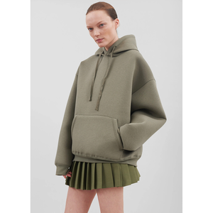 Sudadera con capucha transpirable antipilling personalizada para mujer, ropa con capucha de talla larga de Color sólido con logotipo frontal, diseño personalizable - Product Image 1